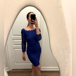Diane Von Furstenberg Vivid Blue Zarita Stretch Lace Shift Dress
